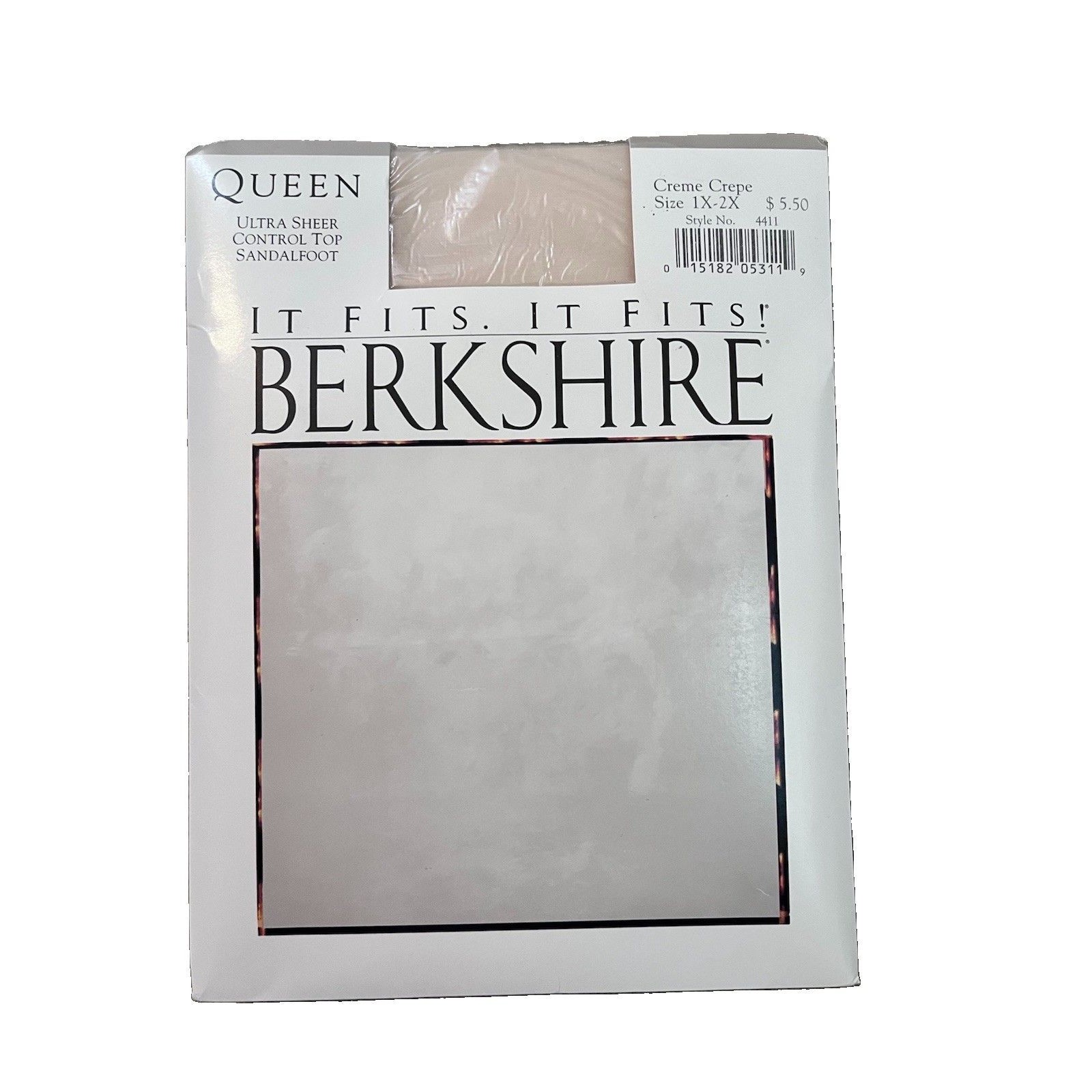 Berkshire Queen Ultra Sheer Control Top Sandalfoot Cream Crepe Sz 1x2x 4411
